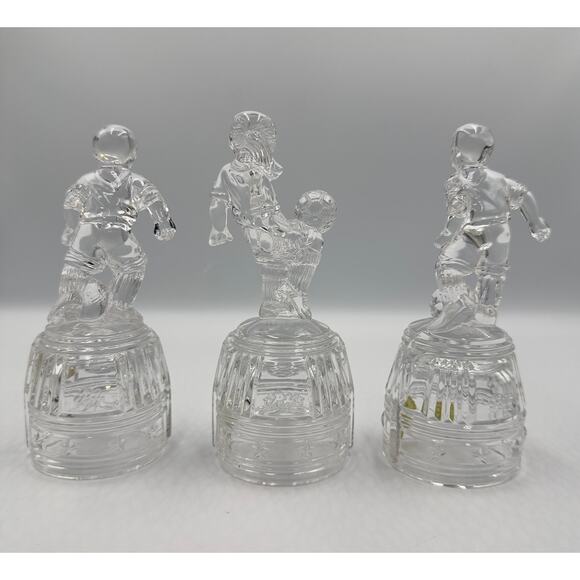 Princess House Crystal Figurines Moment of Pride Soccer Players 3pc Set